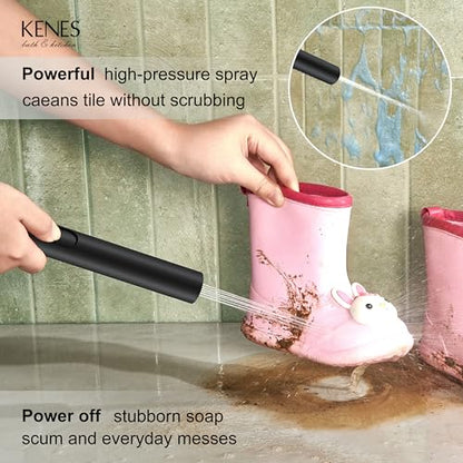 KENES Matte Black Rainfall Bathroom Shower System Rain Shower Head and Handle Set, Shower Faucet Set with 10-Inch Rain Showerhead and Handheld Spray, (Shower Valve Included), LJ-6026A-2 - color: Matte Black, style: Showerhead and Handheld
