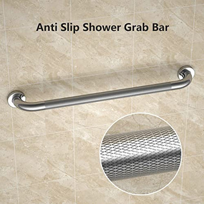 Anti Slip Shower Grab Bar 24 Inch, YuanDe Chrome Stainless Steel Bath Grab Bar, Knurled Bathroom Safety Rail, Shower Handrail Support, Handicap Elderly Injury Balance Assist Handles - size: 24inch-2 Pack