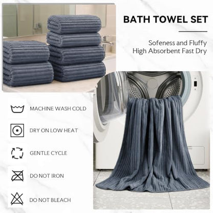 Extra Large Bath Towel Set 10 Piece, XL Bath Towels 35"x67" Oversized Bath Sheets, 280 GSM Microfiber Quick Dry Absorbent Towels, 5 Bath Sheets & 5 Hand Towels (Dark Gray) - color: Dark Gray, size: Bath towel 35" x 67"+hand towel 30"x13"