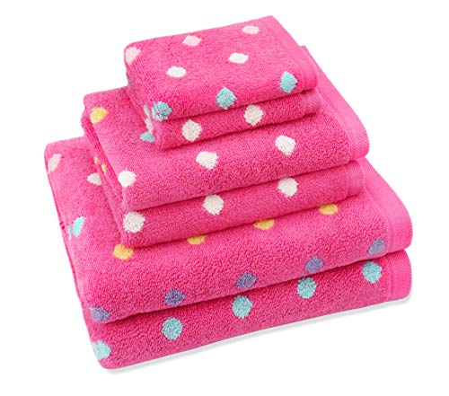 ORIGINAL KIDS 6 Piece Towel Set - 100% Cotton Jacquard Bathroom Towel Set | Bath Time Sugar & Spice Kids Towels - Soft Absorbent Plush - 2 Bath Towels, 2 Hand Towels, 2 Washcloths - Pink Multicolor - color: Pink Multi Color, size: Set of 6 - Bath-Hand-Was