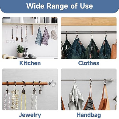 Titanker Shower Curtain Hooks Rings, Rust-Resistant Metal Double Glide Shower Hooks for Bathroom Shower Rods Curtains, Set of 12 Hooks - Bronze - color: Bronze, style: Modern