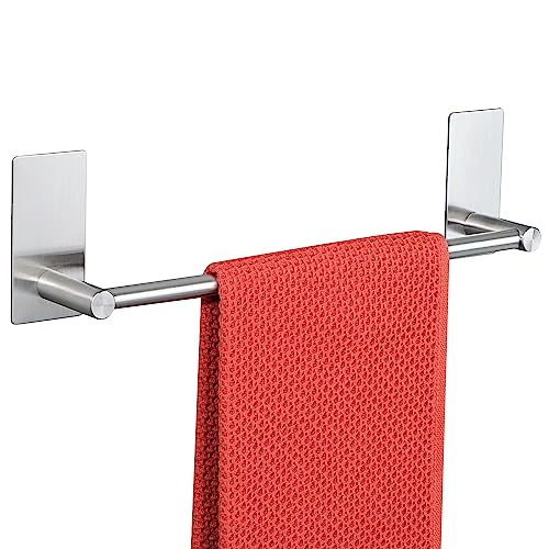 Alise 12'' Adhesive Towel Bar Towel Rack for Bathroom Wall Mounted,Brushed | SUS304 Stainless Steel Bathroom Towel Holder,Self Adhesive Towel Hanger for Bathroom,No Drilling - color: Brushed Nickel, size: 12 Inch