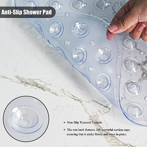 Bathtub and Shower Mats, 28 x 15 Inch Non-Slip Bath Mat, Machine Washable Bath Tub Mat with Suction Cups & Drain Holes for Bathroom, Beige - color: Clear, size: 28" x 15" (Rectangular)