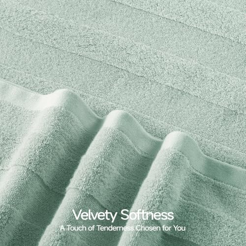 REDKISS Luxury Viscose from Bamboo Bath Towels, Ultra Soft, 28x55 in, Green | 2 Pack, Super Absorbent & Quick Drying, 50% Viscose from Bamboo, 50% Cotton, Large Towels for Bathroom Perfect for Daily Use - color: Green