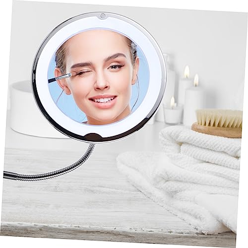 Beaupretty 360° Rotating 10X Magnifying LED Makeup Mirror with Suction Cup for Bathroom and Vanity Portable Lighted Cosmetic Mirror