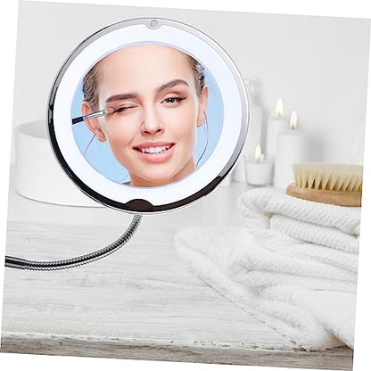 Beaupretty 360° Rotating 10X Magnifying LED Makeup Mirror with Suction Cup for Bathroom and Vanity Portable Lighted Cosmetic Mirror