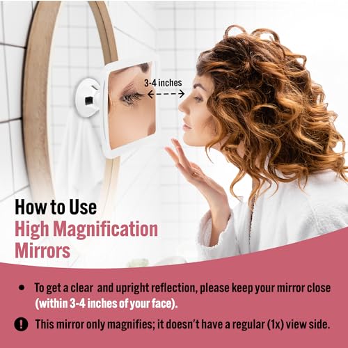 10X Magnifying Makeup Mirror with Suction Cup - Suitable for Cosmetic, Vanity, Bathroom, and Travel Use - Designed for Precise Makeup Application and Skin Care - 6.3" x 6.3" (Square)