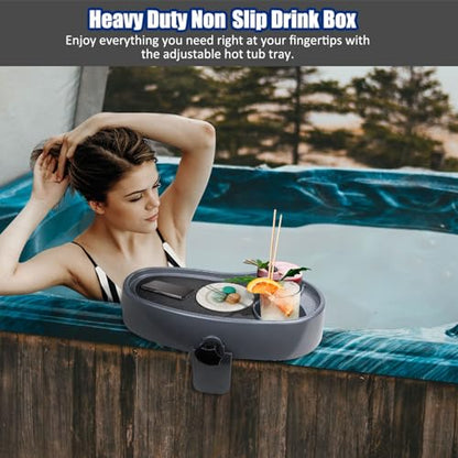 Hot Tub Tray Table with Adjustable Drink Holders, Spa Cup Holder, Durable Portable Accessory