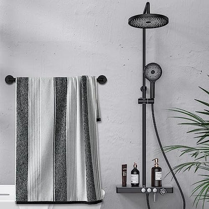 Towel Bar - Adjustable 304 Stainless Steel Towel Holder for Bathroom | Sturdy and Rustproof Wall Mounted Towel Rack for Bathroom Accessories(11.8inch-22.6inch) , Black - color: Black