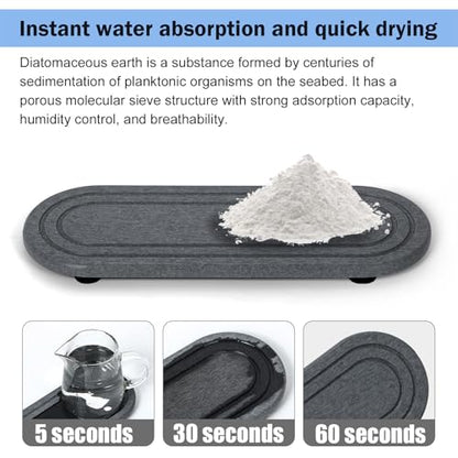 2PCS Water Absorbing Stone Tray, Fast Drying Diatomite Stone Sink Tray, Water Absorbent Diatomite Coasters, Stones Soap Trays for Kitchen Sink, Bathroom Counter Hand Soap Dish Toothbrush Holders - color: 2pcs 21×10cm Dark Gray Oval