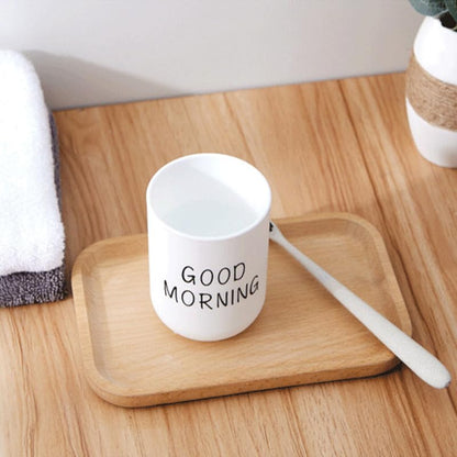 Toothbrush Cup 2Pcs, Bathroom Toothbrush Holder, Storage Cup 300ml, Drinking Cup, Reusable (Black + White) - color: Black + White