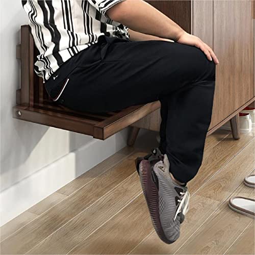 Gdrasuya10 Folding Shower Seat Bench Wall Mounted, Foldable Bathroom Shower Chair Stool Solid Wood Entryway Shoe Bench Rack Non-Slip 220 Lb Capacity for Seniors Adults Disabled