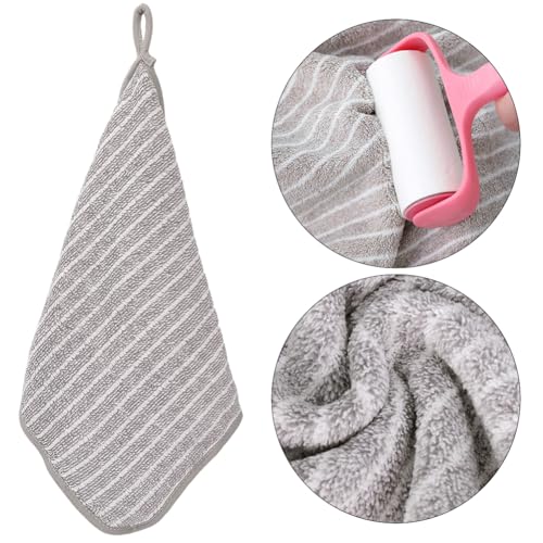 Microfiber Cleaning Cloth 4Pcs Hangable Cleaning Towels Super Absorbent Hand Dry Towels Square Dish Rags for Bathroom Household Kitchen Window Sports Grey 9.84x9.84 Inch - style: 4Pcs Grey