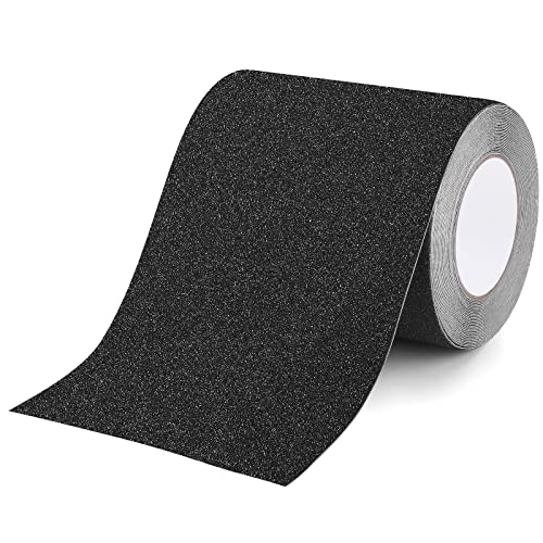 Anti Slip Tape, Waterproof Self Adhesive Black 5.9"x32.8Ft Grip Tape | Heavy-Duty High Traction Tape, Wear Resistant Indoor & Outdoor Stairs, Ramps, Walkways, Skateboards - color: Black, size: 5.9 Inch x 32.8ft