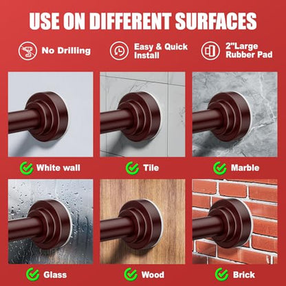 Ausemku Shower Curtain Rod - 32-68 Inch Rustproof Tension Rod, Non-Slip Spring Design, No Drilling Adjustable Curtain Rod for Bathroom, Kitchen, and Closet（Brown） - color: Brown, size: 32-68 IN