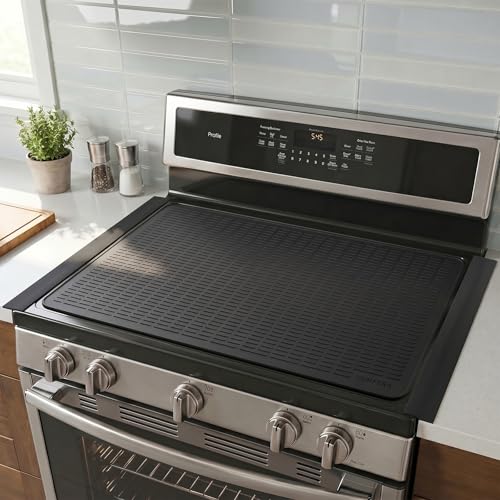 Silicone Stove Gap Covers with Stainless Steel, Oven Gap Filler Seals Gaps Between Stovetop and Counter, Stove Gap Guards Range Trim Kit, Easy to Clean Stove Gap Guard (Black 2 Pack,25") - color: Black, size: 25 inches