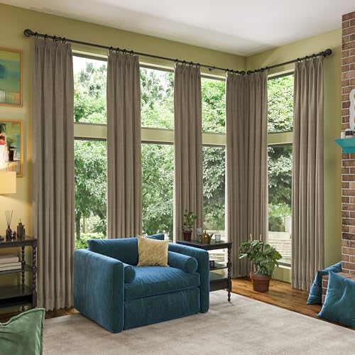 RAIN CITY 130 Inch Long Blackout Curtains 2 Panels Set,50x130 Linen Brown | Linen Blend Hidden Tab Drapes with Hooks Easy Slide Privacy Living Room Curtains for High Ceiling Long Window - color: Linen Brown, size: 50"W x 130"L (Pack of 2)