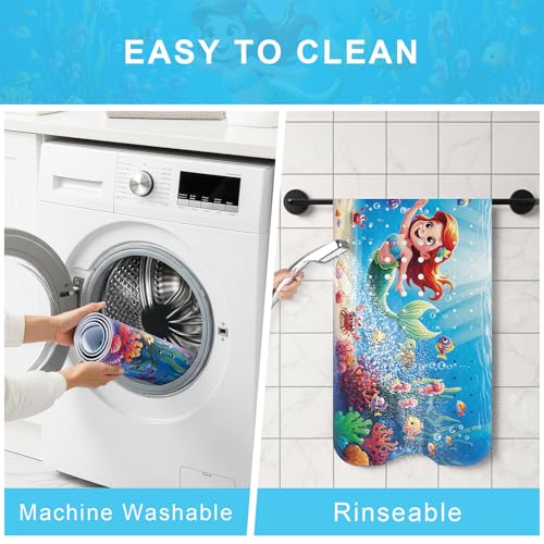 Upgrade Cartoon Baby Bath Mat Non Slip - 40"x16" Extra Long Bathtub Mat for Baby Eco Friendly Durable Bath Mat for Tub Non Slip Kids Tub Mat with Suction Cups, Machine Washable and No Fading, Mermaid - color: B-mermaid