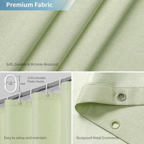 Extra Long Fabric Shower Curtain with Waterproof Layer,72x84,Green | 2-in-1 Design,Linen Textured,100% Waterproof TPU-Laminated Backing,Magnetic Weighted,Machine Washable,For Bathroom,Hotel - color: Green, size: 72"W x 84"L (Pack of 1)
