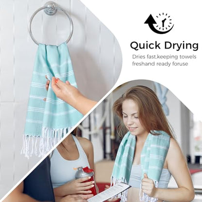 cabanana Hand Towels for Bathroom - 2-Pack,18x30 Inch-100% Cotton,Turkish Bathroom Hand Towels,Super Absorbent & Quick-Dry Soft for Bath, Kitchen, Spa, Face, Hair, Dishcloth (Aqua) - color: Aqua 18x30