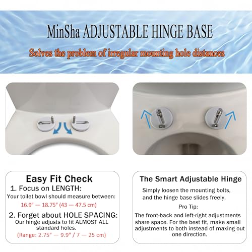 Minsha Soft-Close Toilet Seat – U-Shaped, Elongated, Easy to Install | soft close toilet seat D/U shape 18”X14“quick release toilet seat top fixing PP - size: M18“