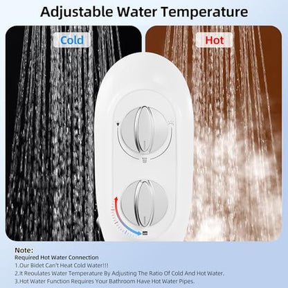 Ultra-Slim 3-in-1 Bidet Attachment for Toilet, Adjustable Warm/Cold Water & Pressure, Self-Cleaning Dual Nozzles for Posterior & Feminine Wash, Easy Install (White） - color: Chrome, Cold & Warm