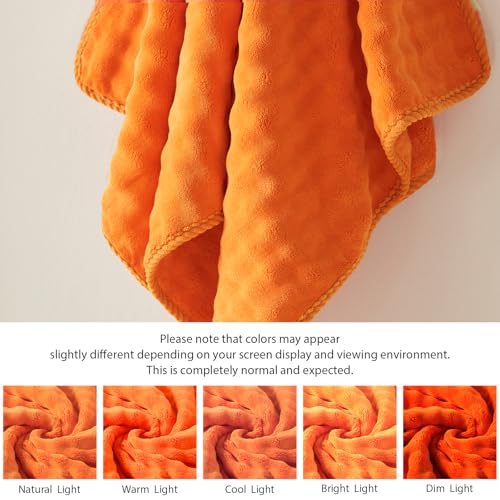 COZYART Lint Free 8 Pcs Bathroom Towels Set Ultra Soft Microfiber Orange | Ultra Fluffy, Thick, Highly Absorbent, Fast Dry, No Shedding, No Pilling, Fade Resistant, Durable, Long-lasting - color: Orange