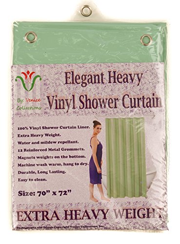 Venice Elegant Home Heavy Duty Vinyl Shower Curtain Liner with 12 Metal Grommets (Jade) - color: Jade