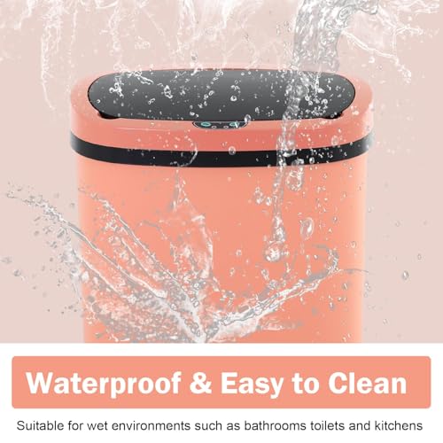 13 Gallon Motion Sensor Kitchen Trash Can, 50L Automatic Sensor Trash Can, Smart Waste Bin with Lid for Kitchen, Bathroom, Bedroom, Home Office, Quiet Open & Easy Clean (Pink,3 Pack) - color: Pink, style: 3 pack
