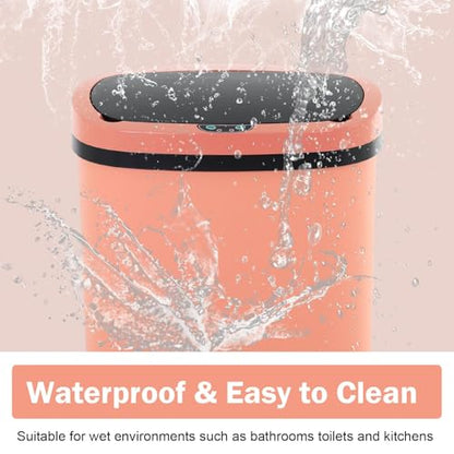 13 Gallon Motion Sensor Kitchen Trash Can, 50L Automatic Sensor Trash Can, Smart Waste Bin with Lid for Kitchen, Bathroom, Bedroom, Home Office, Quiet Open & Easy Clean (Pink,3 Pack) - color: Pink, style: 3 pack