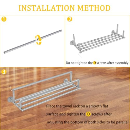 Double Towel Racks for Bathroom, Towel Rack with Shelf, Towel Shelf with Double Towel Bar Brushed Nickel, Wall Mount Towel Holder Stainless Steel, 32 Inch Towel Bar with Shelf - size: 32 Inch