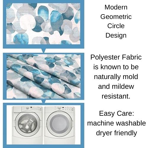Serafina Home Mineral Blue Teal Modern Fabric Shower Curtain for Bathroom: Cascading Water Splash Pattern of Turquoise, Aqua, and White - color: Blue, Teal, Turquoise, Aqua, Grey, White