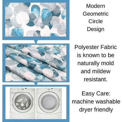 Serafina Home Mineral Blue Teal Modern Fabric Shower Curtain for Bathroom: Cascading Water Splash Pattern of Turquoise, Aqua, and White - color: Blue, Teal, Turquoise, Aqua, Grey, White