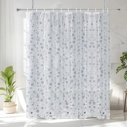 AooHome 96 inch Long Shower Curtain Liner - EVA 3D Circle Pattern Design Bathroom Shower Curtain with Hooks, 5 Bottom Magnets, 10G Heavy Duty, Water Repellent, Semi Transparent, 72x96 Inch - size: 72"W x 96"L (Pack of 1)