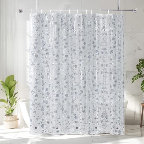 AooHome 72x75 Plastic Shower Curtain Liner - EVA 3D Circle Pattern Design Standard Bathroom Shower Curtain with Hooks, 5 Bottom Magnets, 10G Heavy Duty, Water Repellent, Semi Transparent, 72x75 Inch - size: 72"W x 75"L (Pack of 1)