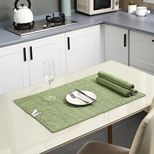 Puomue Microfiber Kitchen Towels and Dishcloths Set, 26 X 18 Inch and 12 X 12 Inch, Set of 12 Bulk Lint Free Dish Towels for Drying Dishes, Olive Green - color: Olive Green