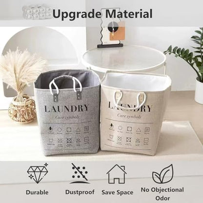 Small Laundry Basket, 50L Foldable Laundry Hamper Organizer with Handles, Fashion Portable Laundry Basket in Bedroom, Laundry Room, Closet, Bathroom, College Dorm (Light Gray) - color: Light Gray
