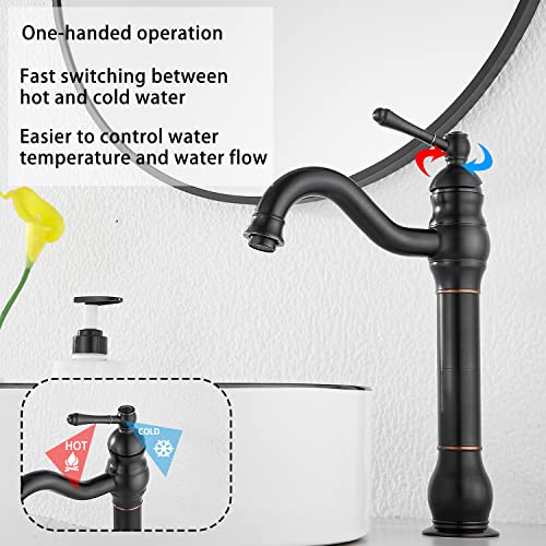 360° Swivel Single Handle One Hole Bathroom Vessel Sink Faucet Matching Pop Up Drain Without Overflow Oil Rubbed Bronze - color: Oil Rubbed Bronze, size: Vessel