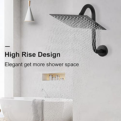 NearMoon S Shaped Shower Head Riser Arm, Shower Extender Arm with Flange, Standard 1/2" Connection- Bathroom Accessory (10 Inch, Matte Black) - color: Matte Black, style: 10 Inch