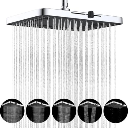Hibbent cUPC Certified 5 Spray Modes Shower Head, 13'' High Pressure Large Rainfall Shower Head, High Flow Waterfall Bathroom Fixed Showerheads with Adjustable Swivel Ball Joint, Chrome - color: Chrome, style: Square 13''