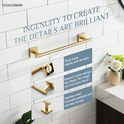 KOKOSIRI Hand Towel Bar Bathroom Towel Holder for Bath Kitchen Cabinet Towel Rails 16 Inch Brushed Gold Stainless Steel B4005BG-L16 - color: Brushed Gold, size: 16-Inch