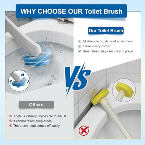 Disposable Toilet Brush Set, 2 Pack with 72 Refills & Wall Holder | 360° Swivel Head, Deep Scrubbing Toilet Bowl Cleaner, One-Touch Disposal, Toilet Wand for Sinks, Tubs & Floor Drains - size: 2 set+72 refills