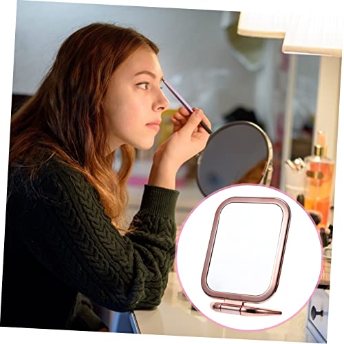 VICASKY Double Sided Magnifying Makeup Mirror Rose Gold Folding Tabletop Vanity Mirror Portable for Bathroom Countertop and Dressing Table Stylish for Travel and Business Use