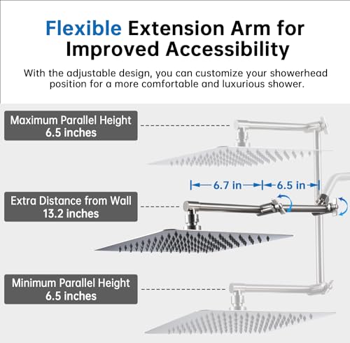 G-Promise All Metal 10 Inches Rainfall Shower Head with Handheld Combo | All Metal, Built to Last, Easy Install, Adjustable Height & Angle for All Heights, Extra Long Hose, Modern Upgrade - color: Brushed Nickel, size: 10 Inches