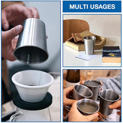 Alimat PluS 12 Oz Stainless Steel Cups 8 Pack, 350ml Metal Drinking Cups | for Bar, Home, Restaurant, Outdoor