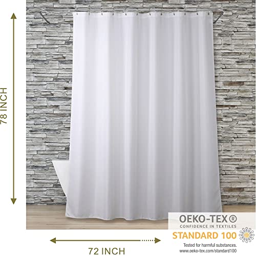 White Shower Curtain for Bathroom: Water Repellent Quick Dry - 78"Lx72"W | Striped Textured Linen Style Polyester Fabric Bath Curtain, Solid Simple Elegant Lightweight, Machine Washable, Semi-Sheer - color: Bright White, size: 72"W x 78"L (Pack of 1)