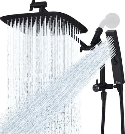 G-Promise 10 Inch All Metal Rain Shower Head with Handheld (Matte Black) | Suits Every Height, Pause Mode Diverter, Massage Mode Handheld, Full Body Coverage, Easy to Install, Modern Bath Upgrade - color: Matte Black, size: 10 Inch