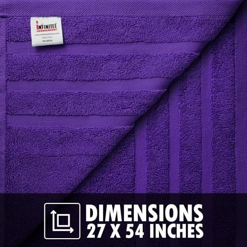 Infinitee Xclusives 100% Ring-Spun Cotton Bath Towels for Bathroom - Pack 2 | Luxury Super Soft, Absorbent & Quick-Drying |27x54 inches| Large Bathroom Towels Set |600 GSM| Gym, Shower, Spa & Hotel Use - color: Profound Purple