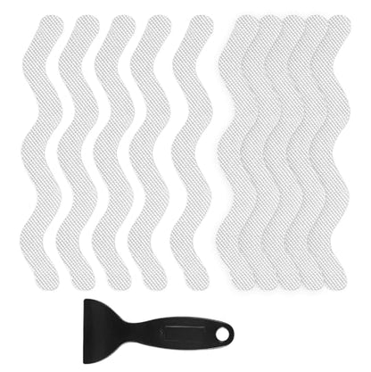 24 PCS Anti Slip Shower Stickers, Safety Bathtub Non Slip Strips, Adhesive Decals Anti Skid Tape with Scraper for Tub, Shower, Steps, Floor, Stairs - color: Clear