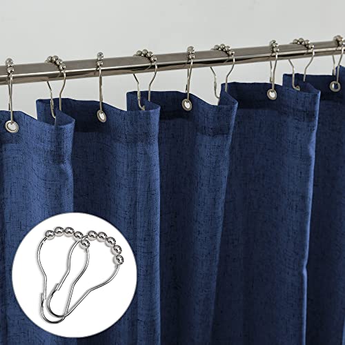 KOUFALL Navy Blue Shower Curtain for Bathroom,Fabric Linen Ocean Themed Nautical Shower Curtain Set with Hooks,72 Inch,Dark Blue - color: Navy, size: 72"W x 72"L (Pack of 1)